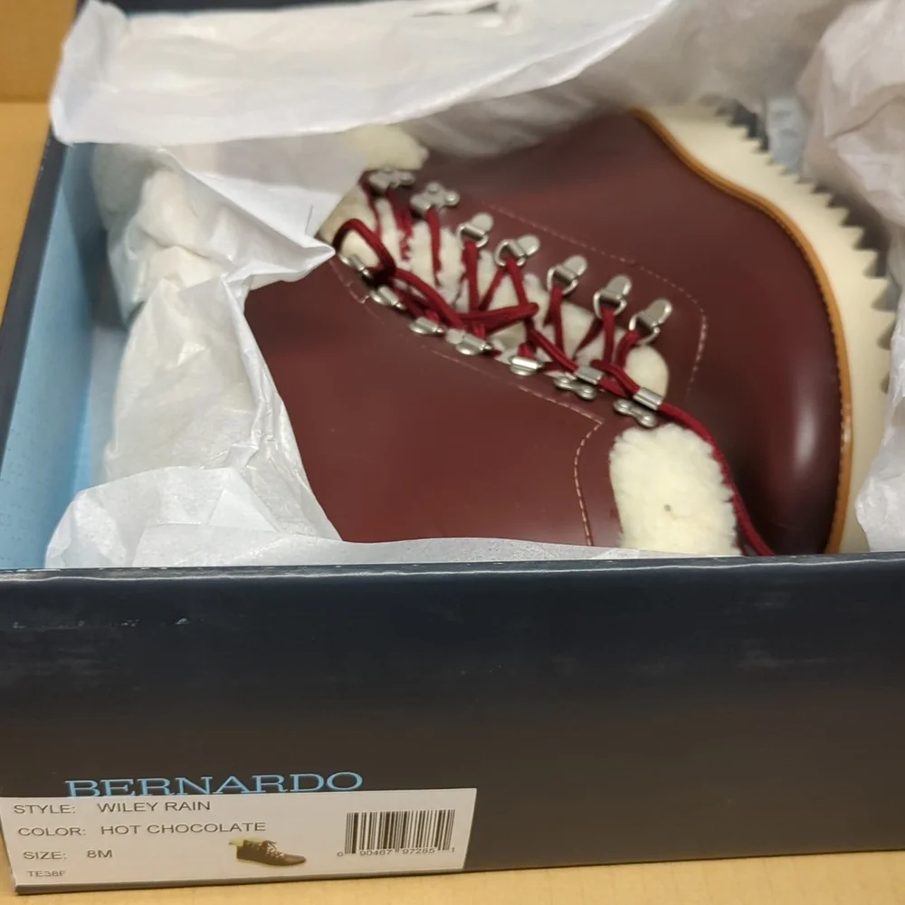 Anthropologie Bernardo Wiley rain Hit Chocolate Rain/winter  Boots, Size 8 - Picture 2 of 10